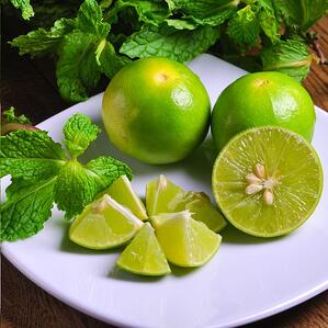 sliced lime and mint
