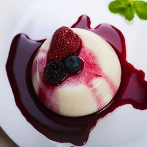 cassis sauce on panna cotta
